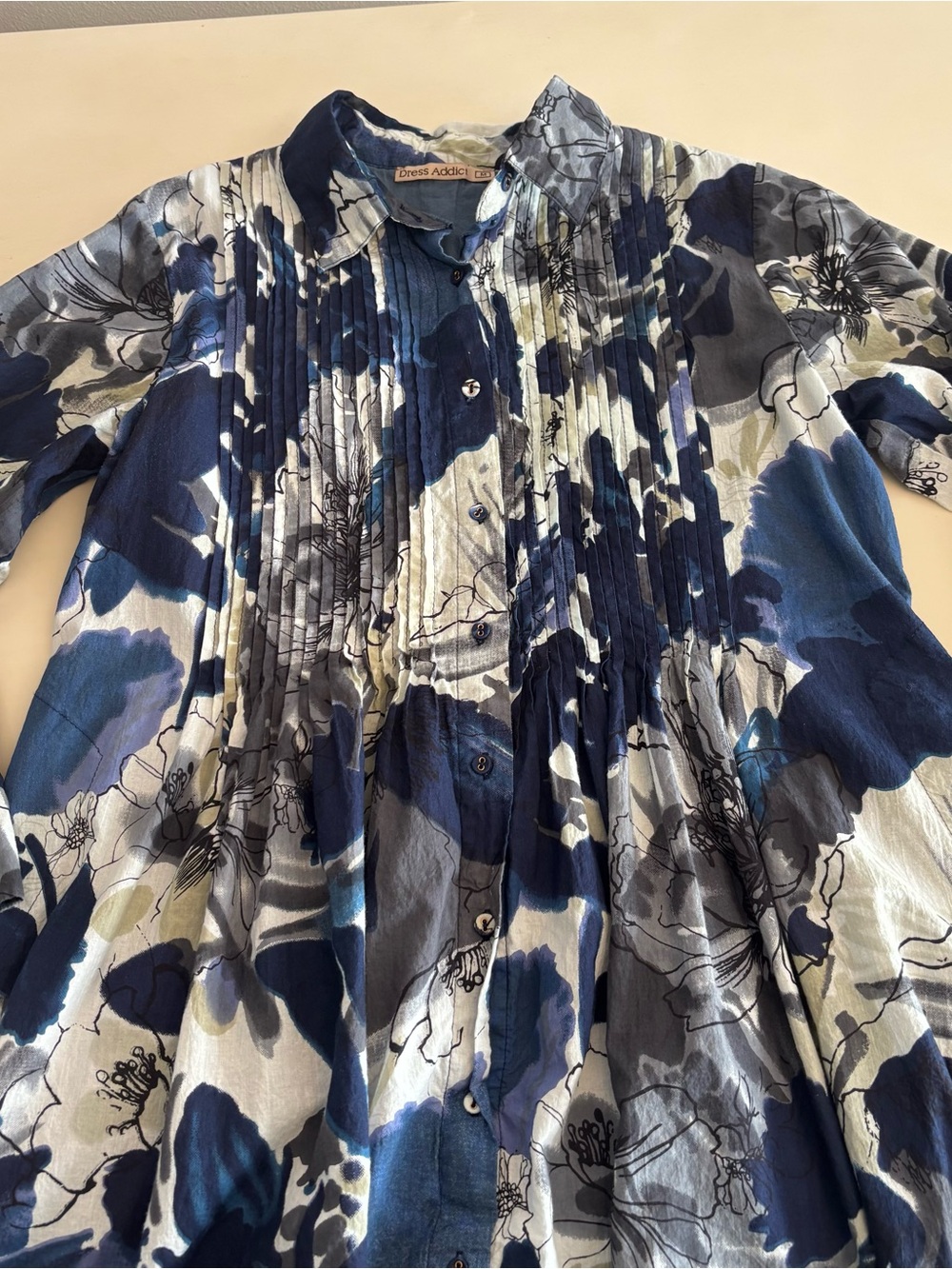 Dress Addict Floral Pleated Button Down Midi Dress Size Medium - Picture 3 of 13
